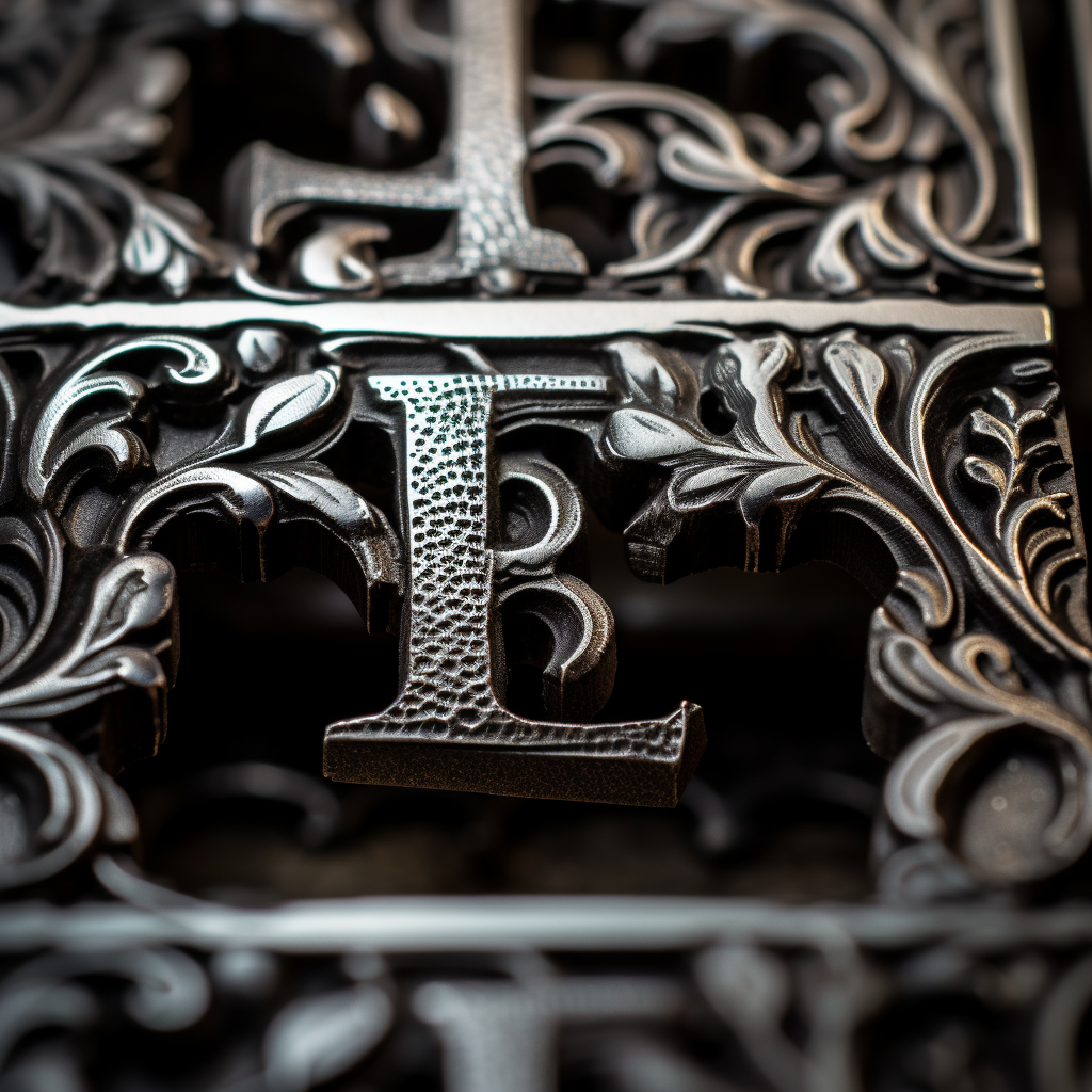 macrophotography_of_a_letter_font_in_a_metal